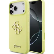 Guess Liquid Silicone 4G Metal Logo Zadní Kryt pro iPhone 17 Pro Max Yellow