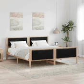 Krevetna konstrukcija s uzglavljem Crna 200 x 200 cm tkanina