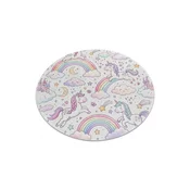 RugsX BAMBINO 61400 krog pralna preproga Samorog, mavrica za otroke protizdrsna - krema/roza cercle 100 cm, (5000359045)