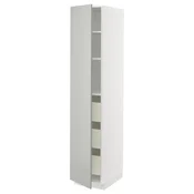 METOD / MAXIMERA Visoki element s fiokama, bela/Havstorp svetlosiva, 40x60x200 cm