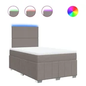 Vidaxl Box spring postelja z vzmetnico taupe 120x200 cm blago