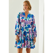 Bianco Lucci Womens V-Neck Button Detailed Floral Patterned Dress 21400