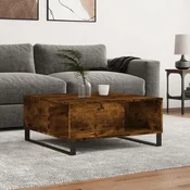 VIDAXL Klubska mizica dimljeni hrast 80x80x36,5 cm inženirski les