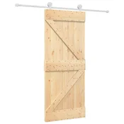Vidaxl Drsna vrata Naravna in bela 85 x 210 cm Masiven borov les