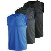 Moški športni tank top komplet 3 kosi hitro sušeč dihljiv Quick-Dry micro-weave poliestan elastan XL hidrofobni premaz