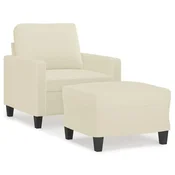 Vidaxl Fotelj s stolčkom za noge krem 60 cm umetno usnje