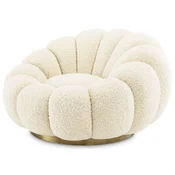 Casa Padrino luxury swivel armchair cream/brass 115 x 118 x H. 67 cm - Living room armchair - Lounge armchair - Living room furniture - Luxury furniture - Living room interior - Luxury furnishings