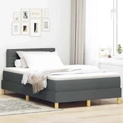 Postelja z vzmetnico z blazino Temno siva 120 x 200 cm blago