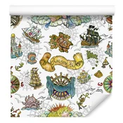 Tapeta s piratskimi simboli za dnevno sobo in spalnico 50x1000 cm