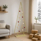 Kovinsko božično drevesce s stojalom KUOPIO 210 cm Jeklo Zlata