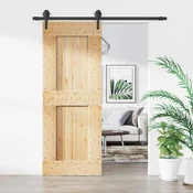 vidaXL Drsna vrata Naravna in črna 80 x 210 cm Masiven borov les