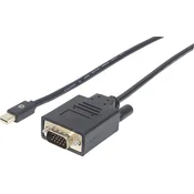 MANHATTAN Manhattan Mini-DisplayPort/VGA adapterski kabel mini DisplayPort vtič, VGA 15-polni vtič 1.8 m črna 152167 zaščita iz folije, okrogel, UL-certificiran, (20416908)