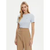TOMMY HILFIGER Majica Flag Embroidery Slim svetlo modra