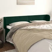 Vidaxl Vzglavje z ušesi temno zeleno 203x23x78/88 cm žamet