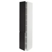 METOD Visoka omara s policami/2 vrata, bela/Upplöv mat antracitna, 40x60x220 cm