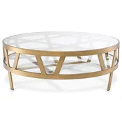 Casa Padrino luxury coffee table brass A 110 x H. 37 cm - Round stainless steel living room table with glass tops - Living room furniture - Luxury furniture - Luxury quality