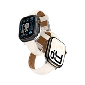 slomart Usnjen pašček AMAZINGTHING Class Band za Apple Watch 45/46/49 mm - svetlo bež
