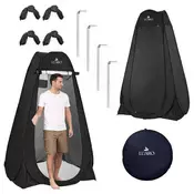 Prenosni pop-up šotor za tuš, garderobo in WC – 190 cm (črn) - Poletni hiti