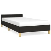 Vidaxl Posteljni okvir z vzglavjem brez vzmetnice črn 80x200 cm blago