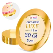 shumee Podstavek za torto zlat 30 cm 1,2 cm komplet 5 kosov okroglih bobnov za torto luksuzni Brand4Cake