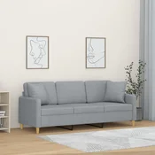 Trosjed s ukrasnim jastucima svjetlosivi 180 cm od tkanine