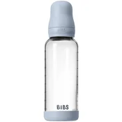 BIBS - Otroška steklena steklenička 240 ml, lateks - Baby Blue (srednji pretok)