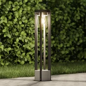 Lucande ulična svetilka Overa, siva, kovina, 68 cm, IP44, E27 - Sodobni - temno siva (RAL 840-M), prosojna