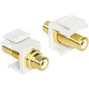 Keystone Cinch adapter, ženski cinch konektor na ženski cinch konektor, bele barve