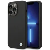 Bmw Ovitek BMW silikonski z kovinskim logotipom za iPhone 15 Pro - Črna