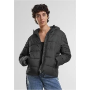 Womens short quilted jacket with hood black
