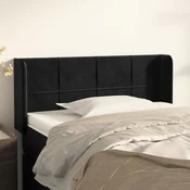 Vidaxl Vzglavje z ušesi črno 83x16x78/88 cm žamet