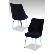 Hanah Home Set stolica Pufi, 48x90x43 cm, 4 komada, Srebrno-crne boje