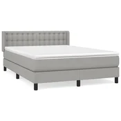 Greatstore Box spring postelja z vzmetnico svetlo siva 140x200 cm blago