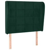 Vidaxl Vzglavje z ušesi temno zeleno 93x23x118/128 cm žamet