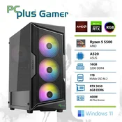 PCplus Gamer Ryzen 5 5500 16GB 1TB SSD RTX 3050 6GB Windows 11 gaming namizni računalnik