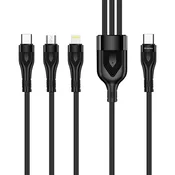 COLORWAY kabel Type-C CW-CBPDU3060-BK, 3B1 (Lightning + MicroUSB + Type-C) 3.0A (PD 60W) 1,2 m, crni