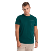 OMBRE Moška bombažna majica z žepom V5 OM-TSPT-0154 mornarsko modra MDN124345 XL