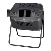 VEVOR Kompostnik z dvojno komoro kompostni boben 735x625x955 cm črn