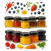 shumee 50x KOZAREC 30 ML S POKROVOM MED MARMELADA ZAČIMBE DARILO ZA POROKO ZELIŠČA KOZARCI