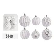Lilium Kugle set/6 6-8 cm belo/ srebrne 50380