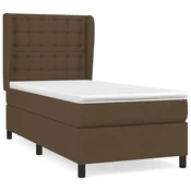 Greatstore Box spring postelja z vzmetnico temno rjava 90x200 cm blago