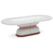 Casa Padrino luxury dining table white/copper 260 x 120 x H. 75 cm - Oval solid wood kitchen table - Solid wood furniture - Dining room furniture - Luxury furniture - Luxury furnishings
