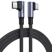 Ugreen Kotni pleteni kabel USB-C za hitro polnjenje PD 100W 1m črne barve