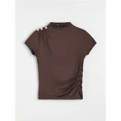 Sinsay - Bluza sa ukrasnim dugmicima i naborima - tamno braon