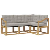 Set vanjskih sofa s jastukom 4 pcs Bijela i svjetlosiva