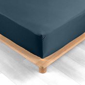 Temno modra napenjalna rjuha iz bombažnega perkala 180x200 cm Percaline – douceur dintérieur