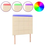 Vidaxl LED posteljno vzglavje krem 90x5x118/128 cm blago