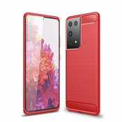 Ovitek za Samsung S21 Ultra 5G | Carbon vzorec | Svetlo rdeč