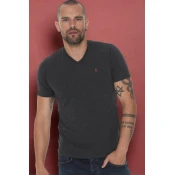 T8568 DEWBERRY V-NECK MENS T-SHIRT-DARK ANTHRACITE