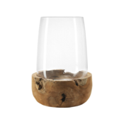 LEONARDO TERRA Hurricane Lamp with Teak Socket 45 cm Handmade 084416